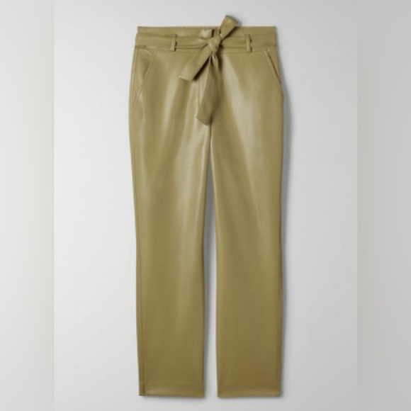 Aritzia Babaton Vegan Leather Belted Pants Size 6 - Picture 1 of 3
